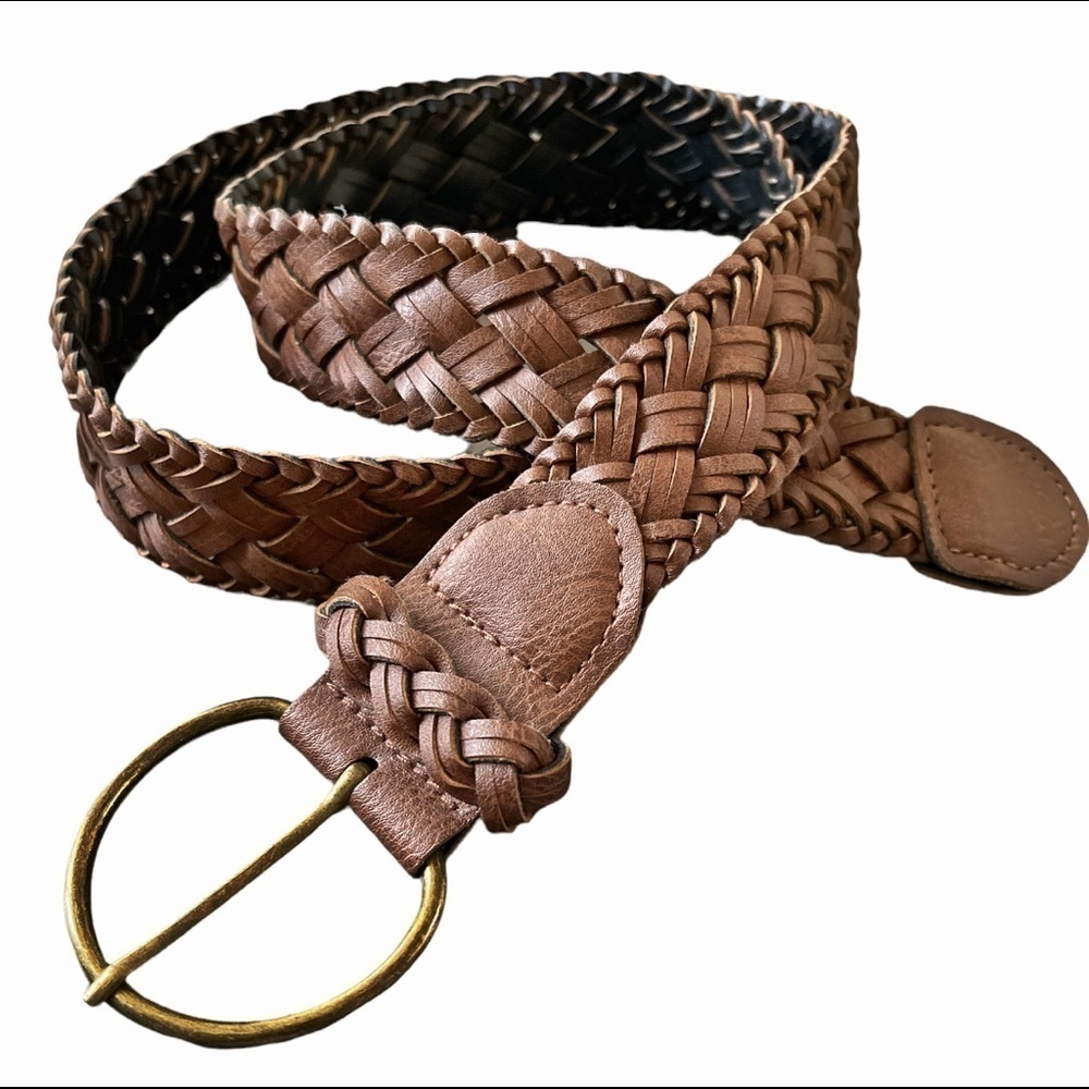 Y2K bohemian brown leather braided belt